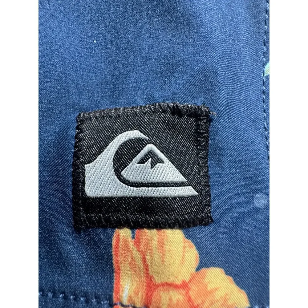 Quiksilver Boys 28/16 Navy Floral Boardshorts Straight Fit Swim Shorts NWT